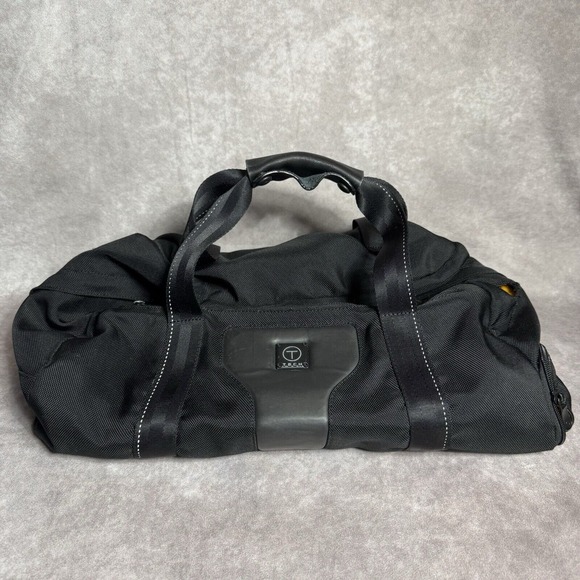 Tumi Tech Black Duffel Bag Luggage 5750D Yellow Lining **No Strap/Clips CARRY ON - Picture 1 of 11